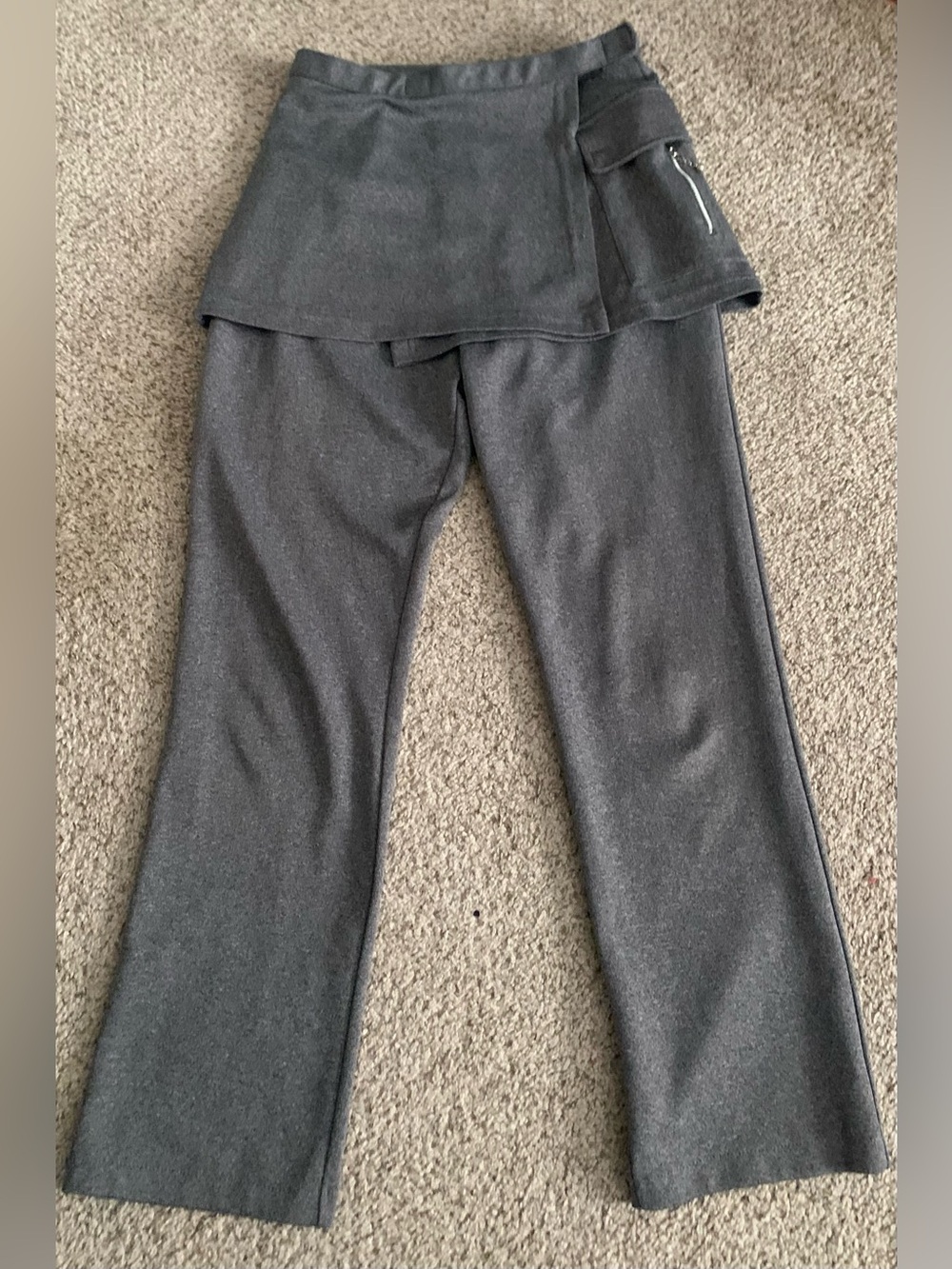 Heather Grey Skirted Pants with Velcro closure and side pouch. Chic!!